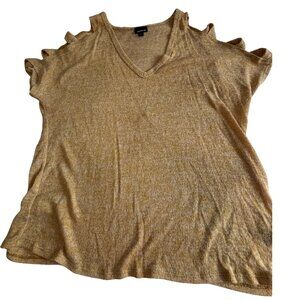 Torrid cold-shoulder knit v-neck sweater top in mustard yellow size 1